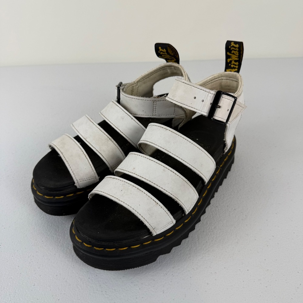 Dr. Martens Blaire White Leather Gladiator Platform‎ Sandals Womens 6 RR004